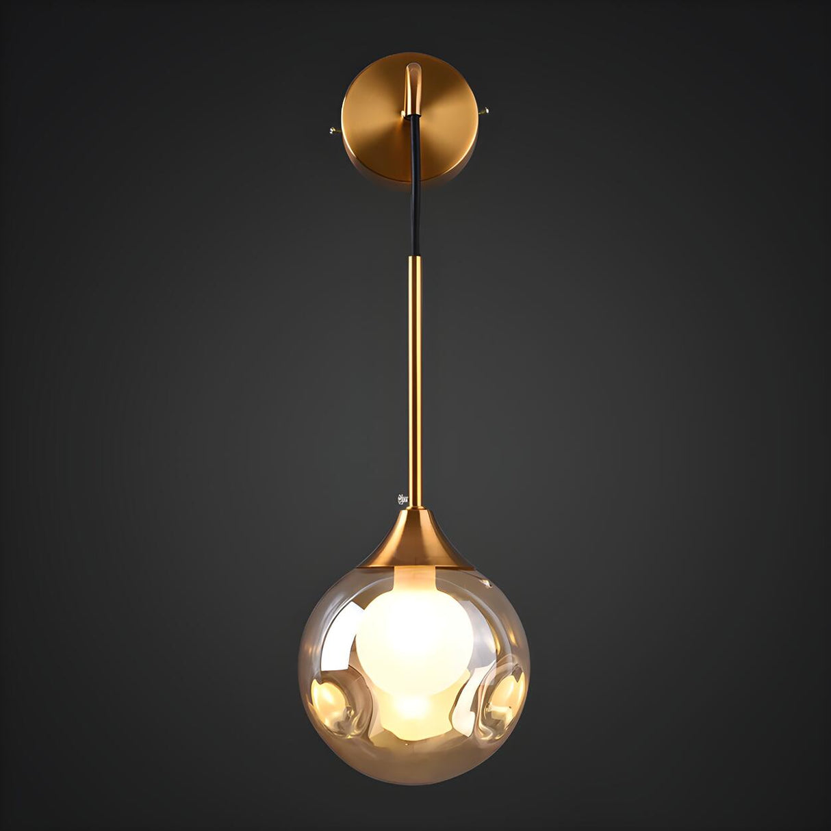 Bedroom Modern Glass Globe Gold Wall Mounted Sconce Image - 12