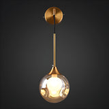 Bedroom Modern Glass Globe Gold Wall Mounted Sconce Image - 12