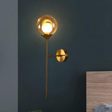 Bedroom Modern Glass Globe Gold Wall Mounted Sconce Image - 16