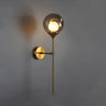 Bedroom Modern Glass Globe Gold Wall Mounted Sconce Image - 2