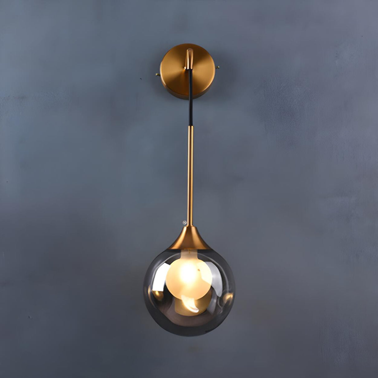 Bedroom Modern Glass Globe Gold Wall Mounted Sconce Image - 3