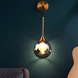 Bedroom Modern Glass Globe Gold Wall Mounted Sconce Image - 4