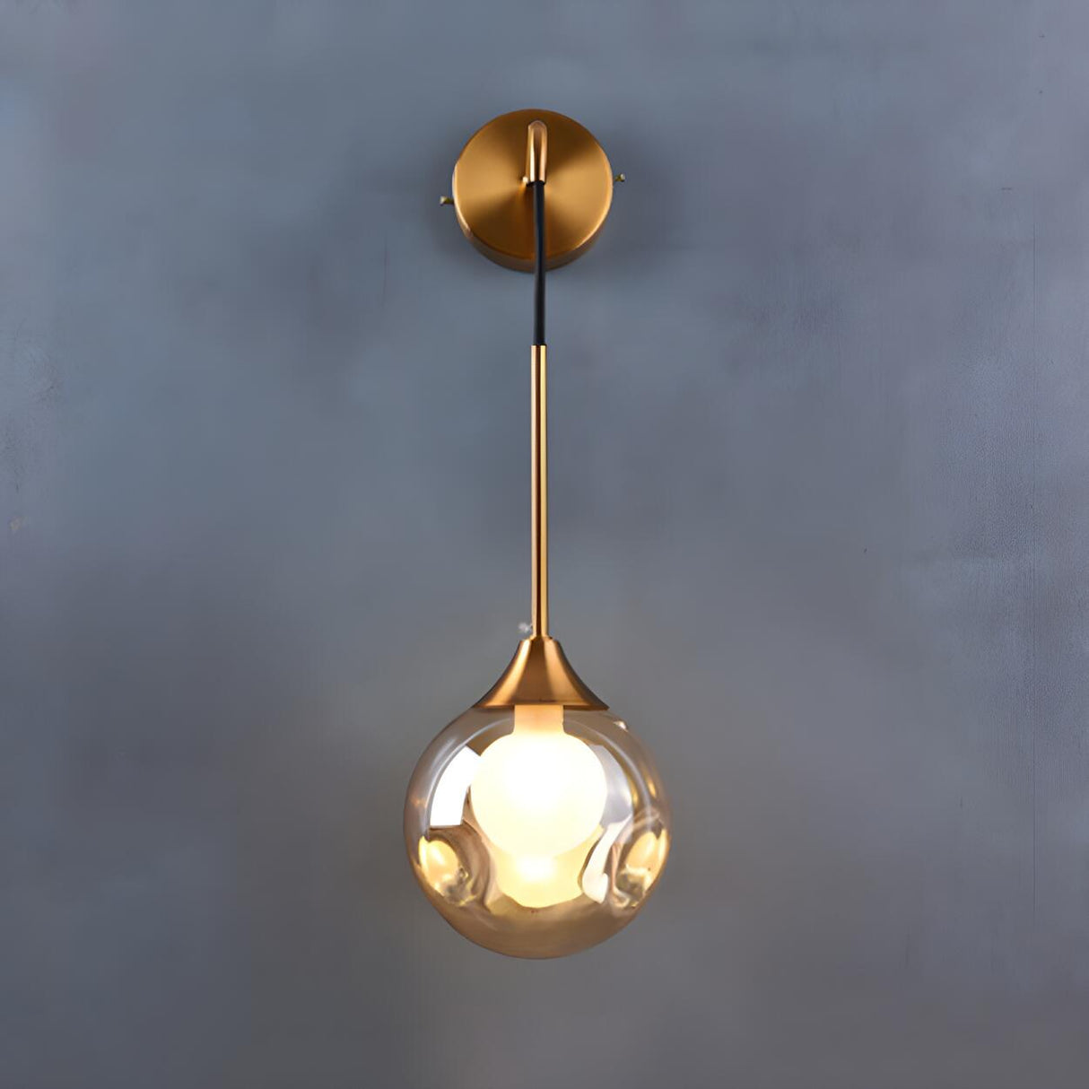 Bedroom Modern Glass Globe Gold Wall Mounted Sconce Image - 7