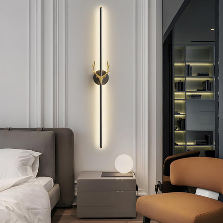 Bedroom Modern Gold Antler and Vertical Wall Sconce Image - 1