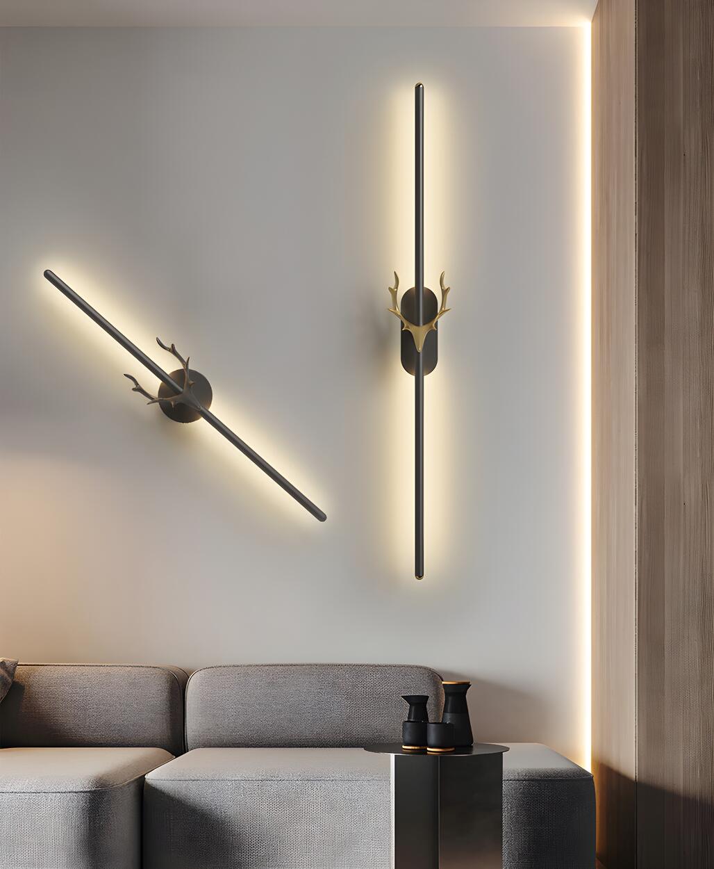 Bedroom Modern Gold Antler and Vertical Wall Sconce Image - 15