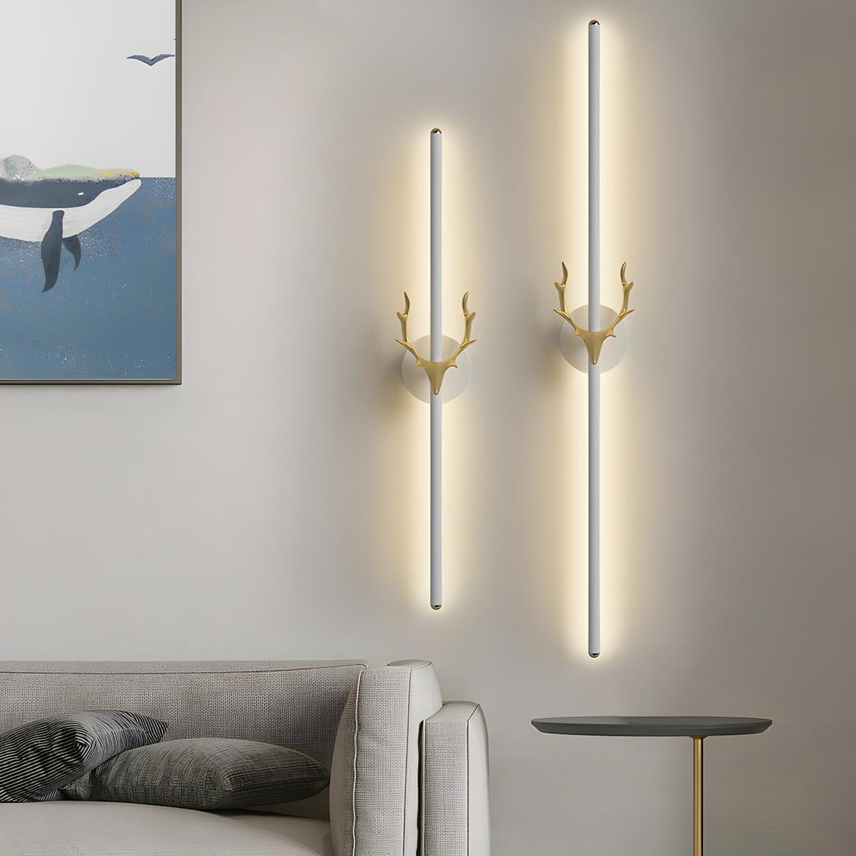 Bedroom Modern Gold Antler and Vertical Wall Sconce Image - 16