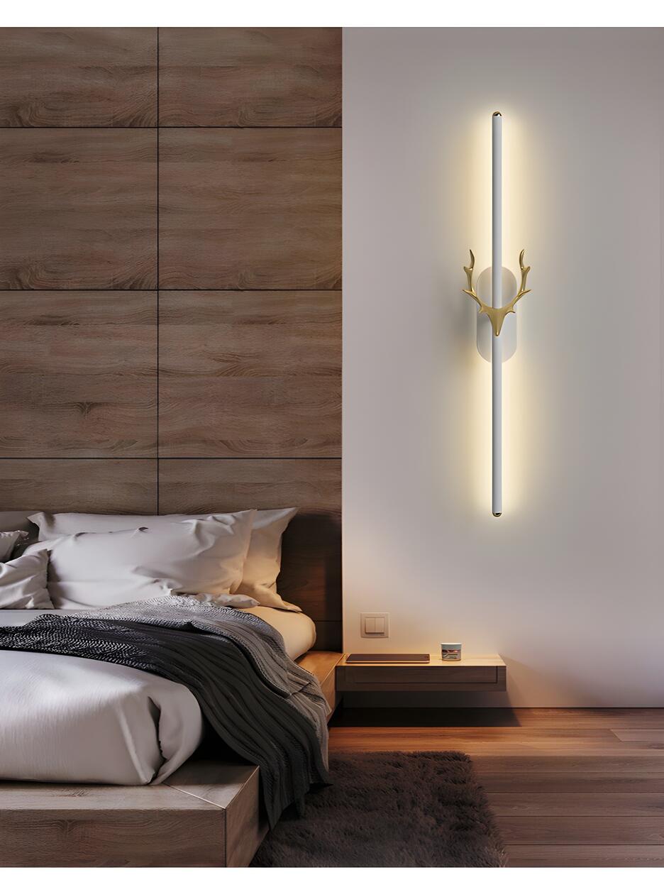 Bedroom Modern Gold Antler and Vertical Wall Sconce Image - 18