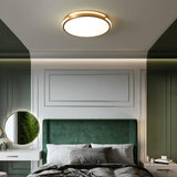 Bedroom Modern Gold Circle Flush Mount Ceiling Light Image - 3