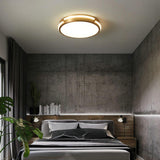 Bedroom Modern Gold Circle Flush Mount Ceiling Light Image - 4