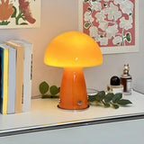 Bedroom Modern Orange Mushroom Shape Glass Table Lamp Image - 1