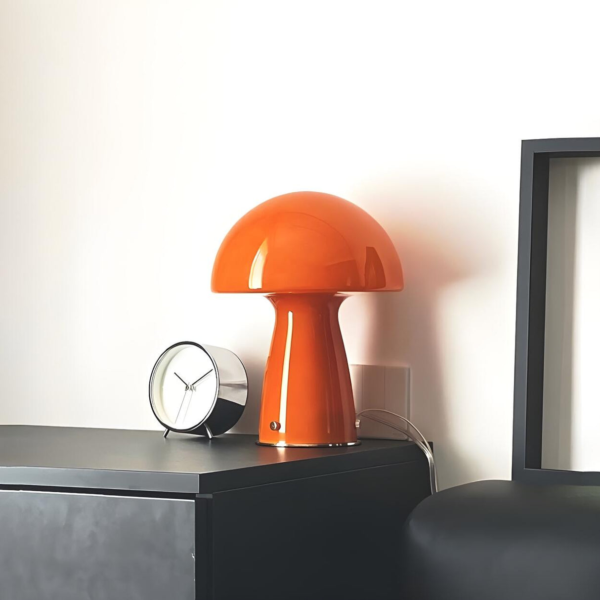 Bedroom Modern Orange Mushroom Shape Glass Table Lamp Image - 11