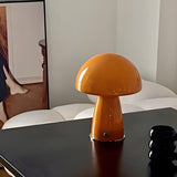 Bedroom Modern Orange Mushroom Shape Glass Table Lamp Image - 12