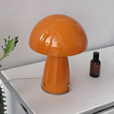 Bedroom Modern Orange Mushroom Shape Glass Table Lamp Image - 13