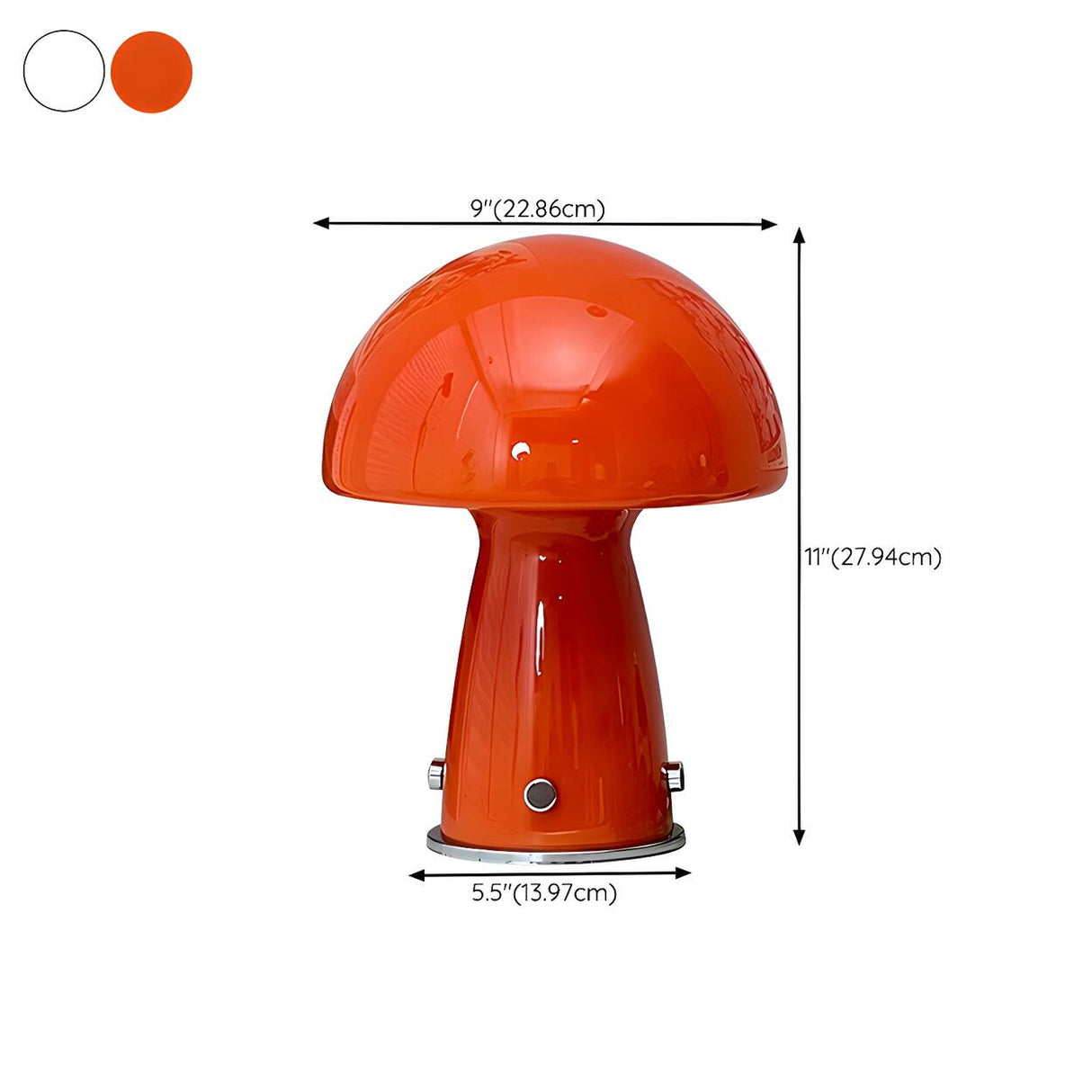 Bedroom Modern Orange Mushroom Shape Glass Table Lamp 