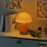 Bedroom Modern Orange Mushroom Shape Glass Table Lamp Image - 4