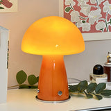 Bedroom Modern Orange Mushroom Shape Glass Table Lamp Image - 6