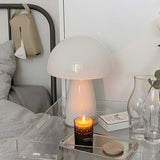 Bedroom Modern Orange Mushroom Shape Glass Table Lamp Image - 8