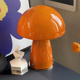 Bedroom Modern Orange Mushroom Shape Glass Table Lamp Image - 9