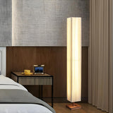 Bedroom Modern Rectangular Column Wood Floor Lamp Image - 1