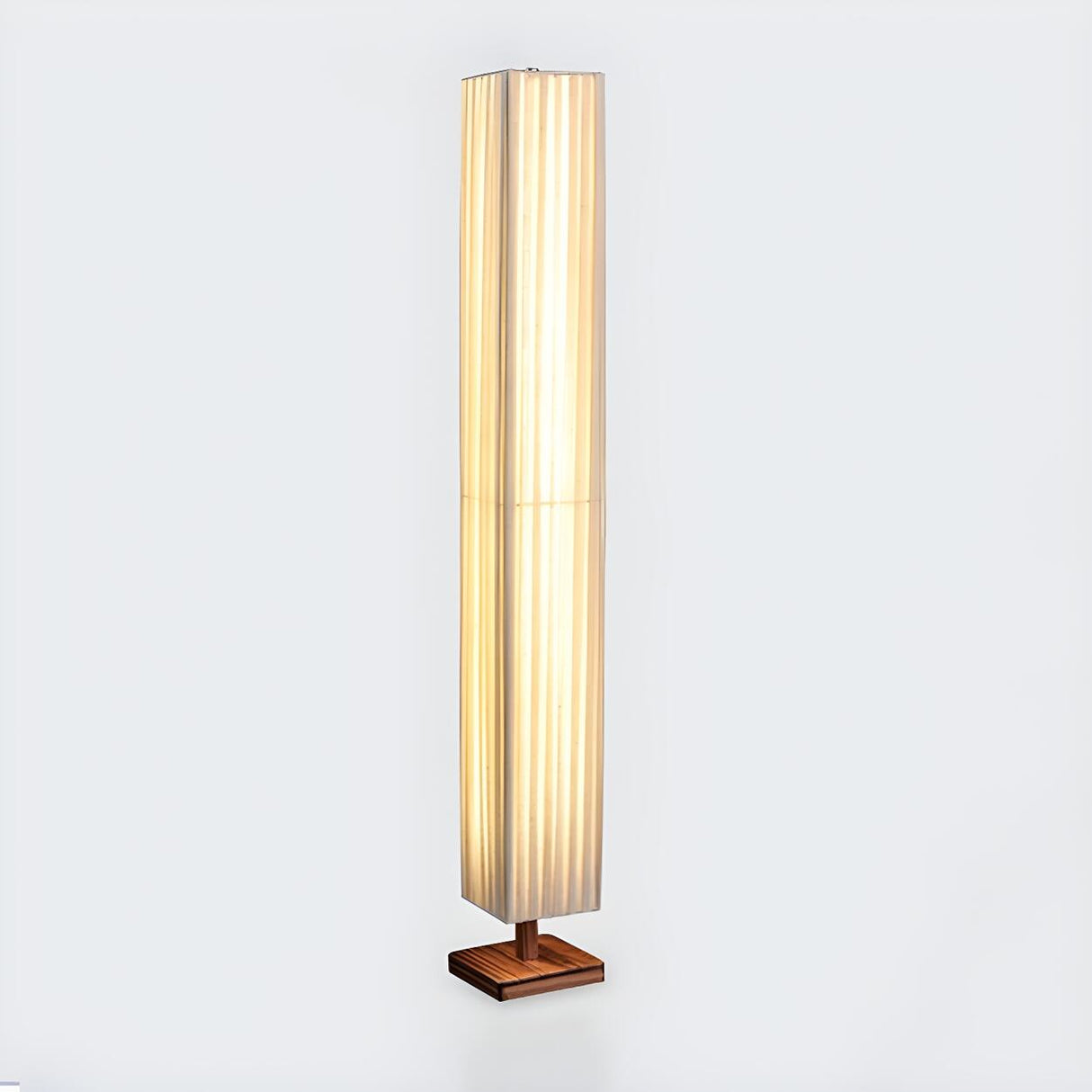 Bedroom Modern Rectangular Column Wood Floor Lamp Image - 2