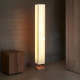 Bedroom Modern Rectangular Column Wood Floor Lamp Image - 3