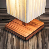 Bedroom Modern Rectangular Column Wood Floor Lamp Image - 7