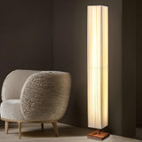 Bedroom Modern Rectangular Column Wood Floor Lamp Image - 9