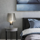 Bedroom Modern Smoke Grey Glass Cup Shape Table Lamp Image - 11