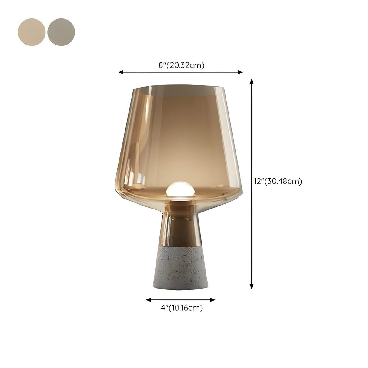 Bedroom Modern Smoke Grey Glass Cup Shape Table Lamp 