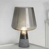 Bedroom Modern Smoke Grey Glass Cup Shape Table Lamp Image - 2