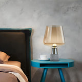 Bedroom Modern Smoke Grey Glass Cup Shape Table Lamp Image - 5