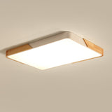 Bedroom Modern Square Wooden Flush Mount Ceiling Light Image - 11