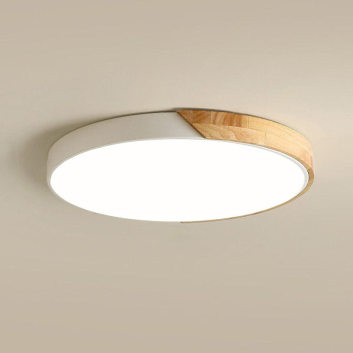 Bedroom Modern Square Wooden Flush Mount Ceiling Light Image - 4