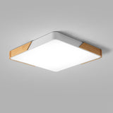 Bedroom Modern Square Wooden Flush Mount Ceiling Light Image - 5