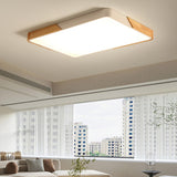 Bedroom Modern Square Wooden Flush Mount Ceiling Light Image - 6