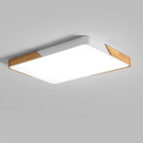 Bedroom Modern Square Wooden Flush Mount Ceiling Light Image - 9