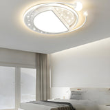 Bedroom Modern White Circle Flush Mount Ceiling Light Image - 1