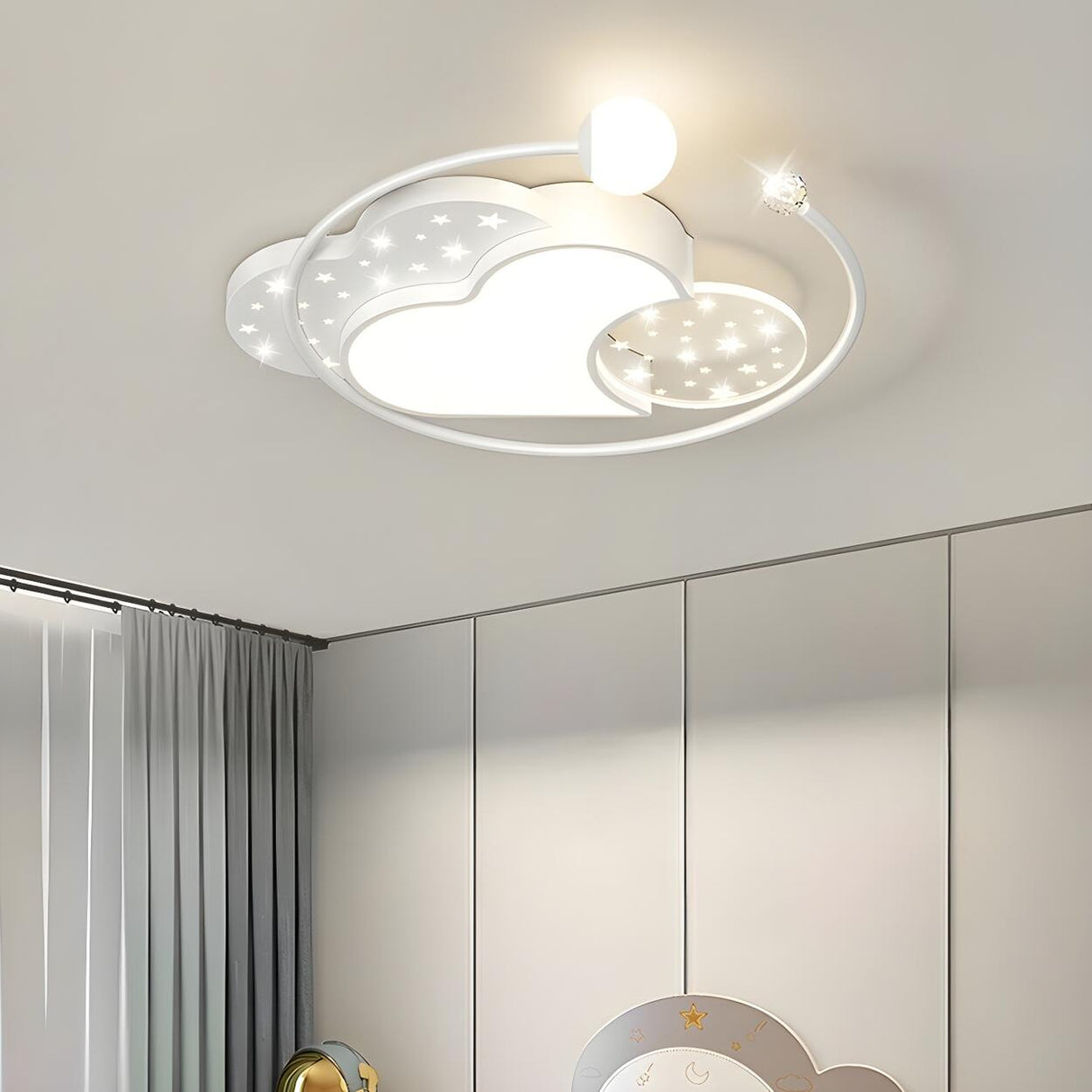 Bedroom Modern White Circle Flush Mount Ceiling Light Image - 14