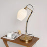 Bedroom Modern White Flower Ceramic Arc Arm Table Lamp Image - 3