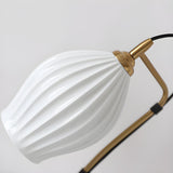 Bedroom Modern White Flower Ceramic Arc Arm Table Lamp Image - 8