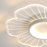 Bedroom Modern White Flower LED Semi-Flush Mount Light Image - 10