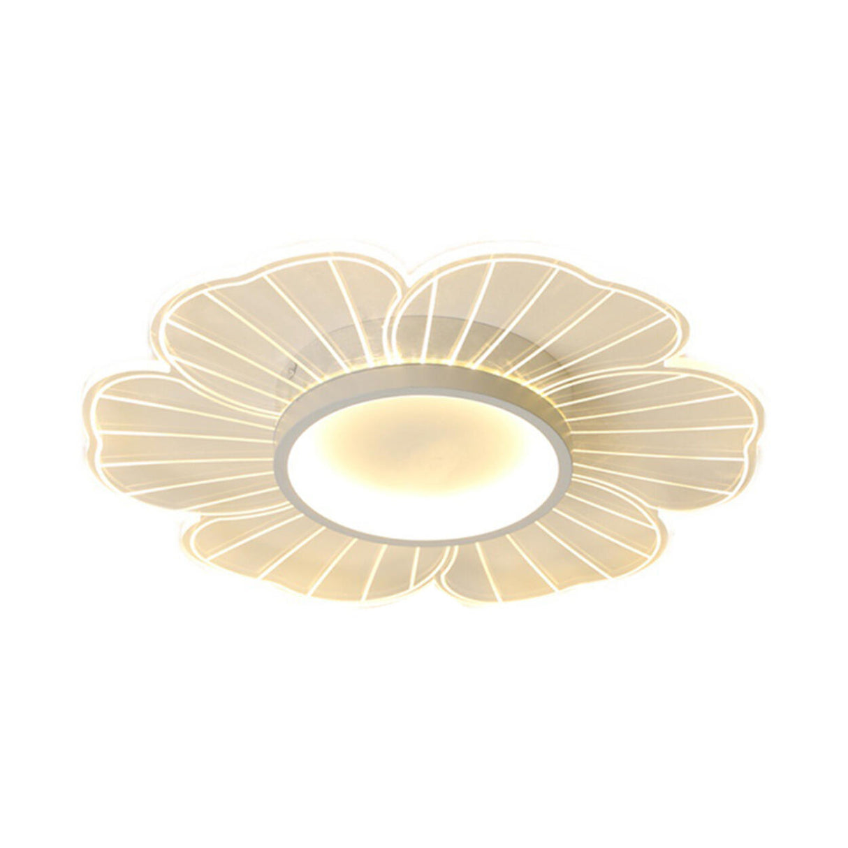 Bedroom Modern White Flower LED Semi-Flush Mount Light Image - 5