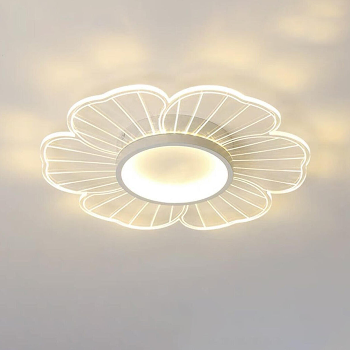 Bedroom Modern White Flower LED Semi-Flush Mount Light Image - 6