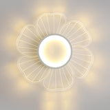 Bedroom Modern White Flower LED Semi-Flush Mount Light Image - 7