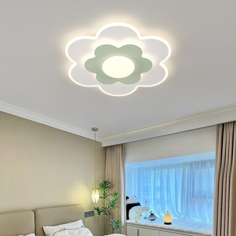 Bedroom Modern White Flower Semi-Flush Mount Light Image - 1