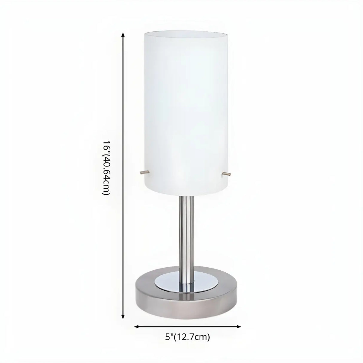 Bedroom Modern White Glass Cylindrical Metal Table Lamp 