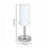 Bedroom Modern White Glass Cylindrical Metal Table Lamp #size