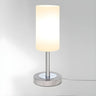 Bedroom Modern White Glass Cylindrical Metal Table Lamp Image - 2