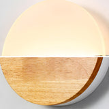 Bedroom Modern Wood and Acrylic Round Wall Sconce Image - 14