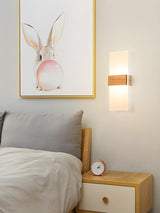 Bedroom Modern Wood and Acrylic Round Wall Sconce Image - 18